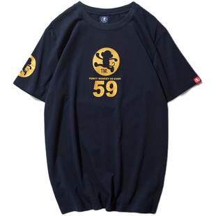 2023新款小鲤鱼印花日系原宿风潮牌男女情侣半袖T恤短袖学生打底