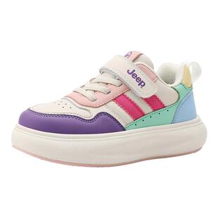 Jeep儿童鞋女童板鞋2025秋冬新款皮面防水加绒二棉鞋子女孩运动鞋