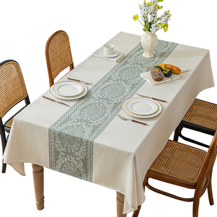 轻奢高级加厚桌布仿棉麻茶几布防水简约餐桌布布艺新款长方形台布