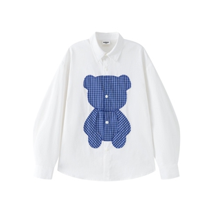 【抱抱熊衬衫】马拉丁漫画家潮酷学院派熊仔长袖衬衫