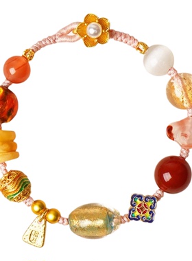 普陀山多宝多福手链红玛瑙手串