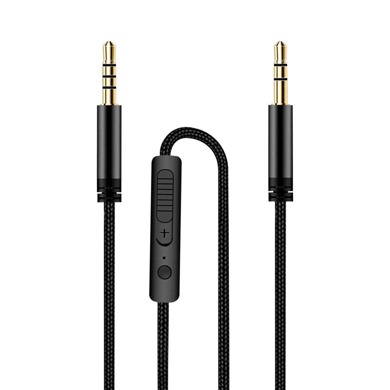 听力耳机带麦音频线3.5线控调音