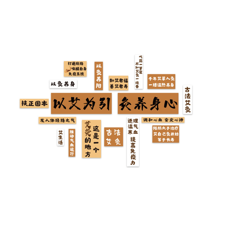 艾灸馆氛围布置墙面装饰形象中医养生文化广告美容院挂画疗愈空间