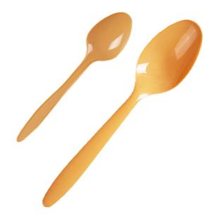 一次性塑料小黄勺小勺子挖冰淇淋勺刀叉餐具透明汤羹雪糕DS2汤勺