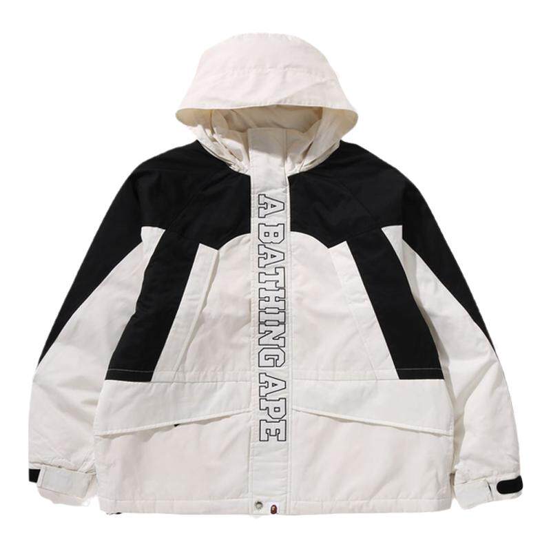 字母刺绣拼色连帽夹克BAPE