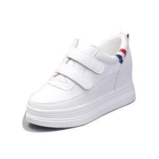 小白鞋女内增高8cm2026春秋街拍女鞋子百搭韩版魔术贴厚底休闲鞋