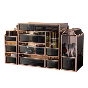 kaman玻璃化妆品收纳盒防尘桌面高级感轻奢护肤品口红盒置物架