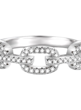 链条戒指设计高碳S925女镀18K