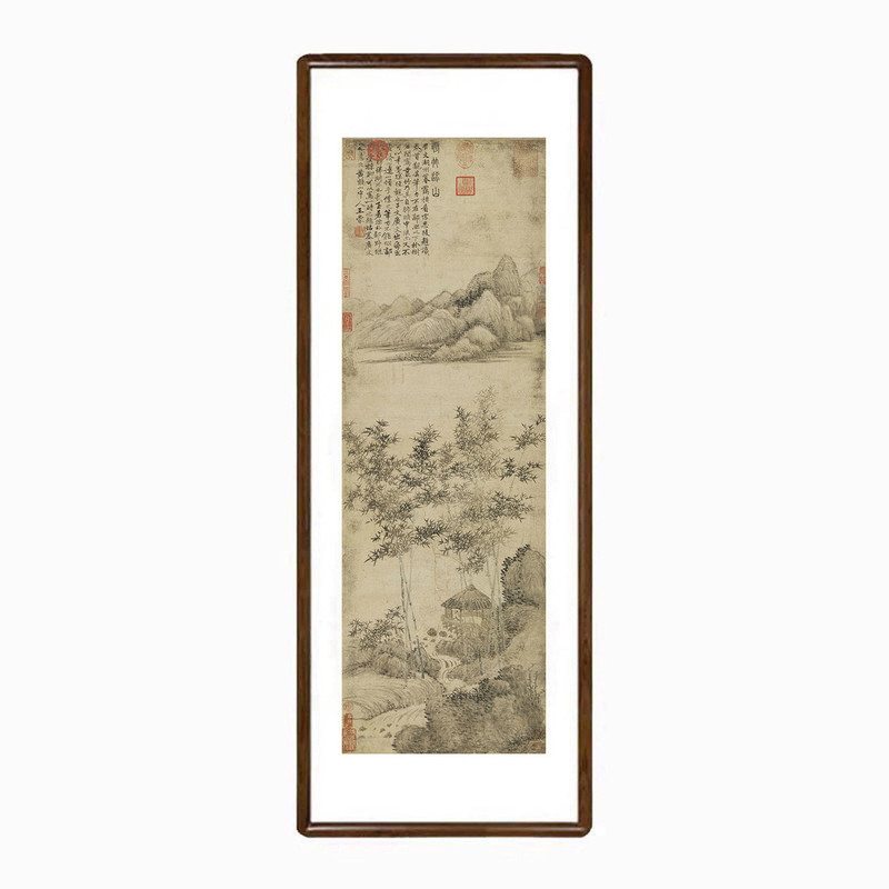 王蒙修竹远山图新中式山水挂画