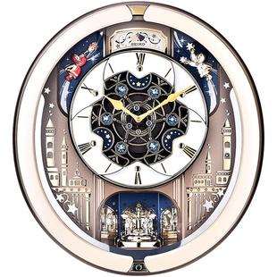 SEIKO日本精工整点音乐报时钟表旋转钟摆欧式客厅大气挂钟音乐钟