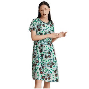 Pukka蒲牌真丝印花连衣裙女2022夏季新款宽松设计感裙子女夏天