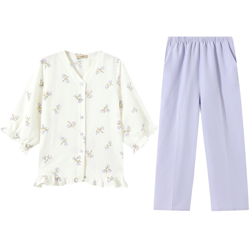 秋鹿睡衣夏天女款家居服套装