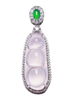 925纯银白玉髓玛瑙四季福豆荚子