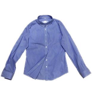 2025新款女装职业防皱时尚OL商务兰白粉色条纹百搭短长袖衬衫显瘦