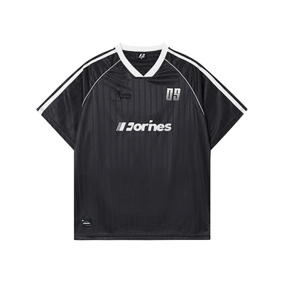 FORNINES美式复古V领球衣男女情侣装宽松短袖T恤潮牌夏季运动半袖