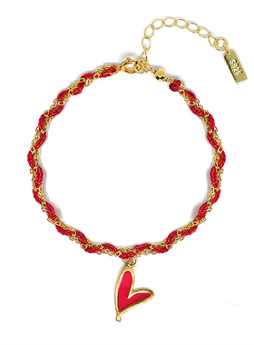 THISNESS纯银红绳甜酷编织手链