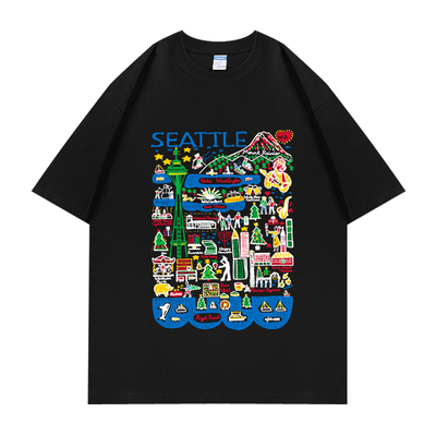 美国USA西雅图城市地标短袖T恤衫
