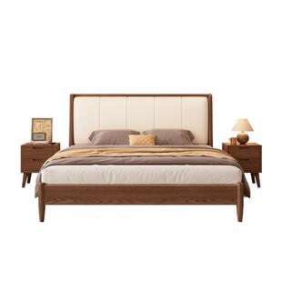 床全实木软包床现代简约家用卧室双人床1米5橡胶木床1米8单人床架