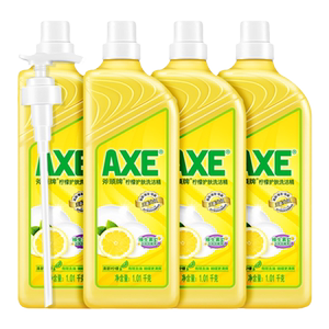 AXE斧头牌洗洁精家用柠檬护肤果蔬厨房洗碗食品用级a类1.01kg*4瓶