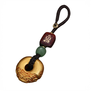 实心黄铜麒麟貔貅平安扣汽车钥匙扣挂件个性创意男吊坠挂坠饰链绳