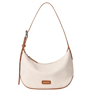 OMENTAR欧蒙特小众木马月牙包女帆布腋下秋冬新款通勤手提斜挎包