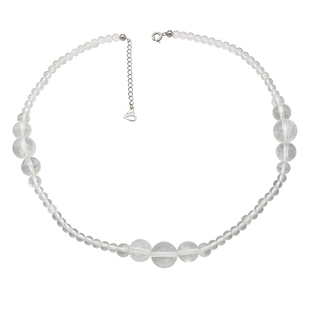 LUER定制 法式时髦 天然白水晶圆珠间隔珠锁骨链纯银项链