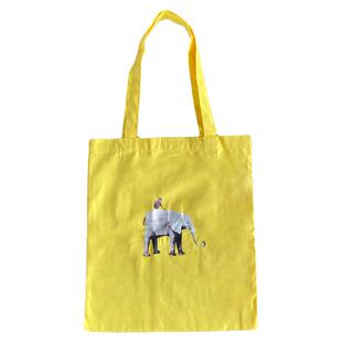 Wfei时髦小象玫红帆布包单肩包新款小众纯棉帆布袋大容量托特包女