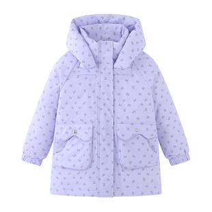 象老大儿童羽绒服新款公主冬装外套加厚女童中长款活面可拆洗甜美