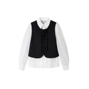 【新中式少女】PIT莱赛尔天丝2件套衬衫马甲女半身裙2025春装新款