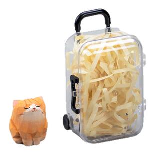 手工木雕小猫小狗摆件可爱迷你行李箱过家家儿童动物玩具生日礼物