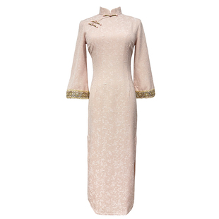 粉妆记新中式改良旗袍2025新款粉色秋季长袖年轻优雅甜美少女日常