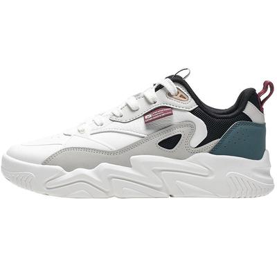 特步板鞋男轻便低帮皮面