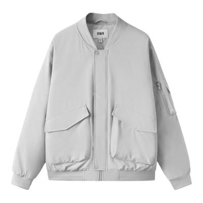 森马夹克外套纯色棒球领厚棉服男