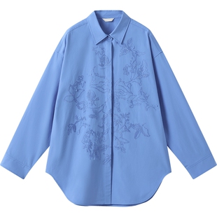 播清爽通勤宽松衬衫秋季新款独特别致气质女士上衣BDS3CD3283