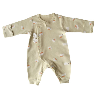 斜襟暗扣连体衣舒绒棉秋冬熊爬服