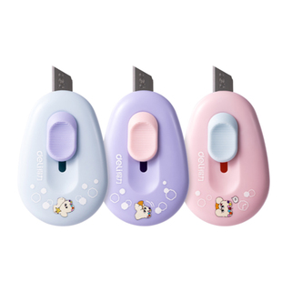 得力美工刀拆快递开箱刀小刀考研小刀特氟龙不粘刀神器拆快递割包裹开箱器迷你随身小型学生裁纸刀钥匙扣