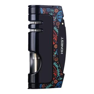 正品HONEST百城防风打火机可充气直冲蓝焰创意新款屠龙雪茄打火机