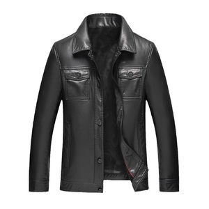 新款海宁真皮皮衣男士头层牛皮翻领潮流短款机车服皮夹克秋季外套