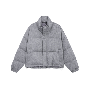 BODYDREAM仿毛织短款羽绒服男冬季智性通勤立领保暖外套/前短后长