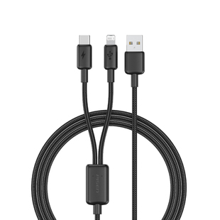 品胜充电器快充一拖二数据线多口三合一适用苹果华为手机二合一typec通用车载充电线车用多功能双头USB冲套装