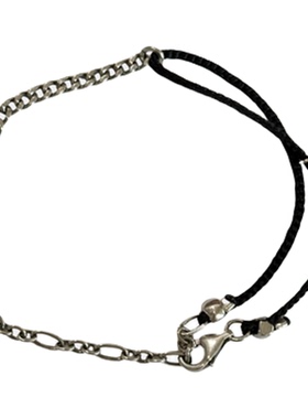 hellojune 手工制作编织新年小红绳 拼接银链可调节黑色红色手绳