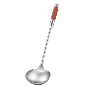 不锈钢炒勺厨师专用炒菜勺子家用老式大汤勺长木柄把粥勺加厚锅勺