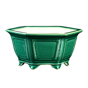 紫砂花盆冰裂釉兰草兰花蝴蝶兰菊花家用六方盆绿植盆栽盆景盆中式