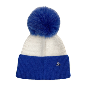 法国2022新款M标狐狸毛球帽女秋冬拼色保暖护耳羊毛针织毛线帽男