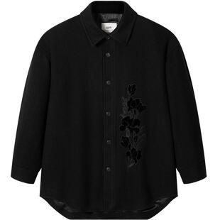 GXG男装 黑色中式通勤大衣外套 24冬季品G24X064003