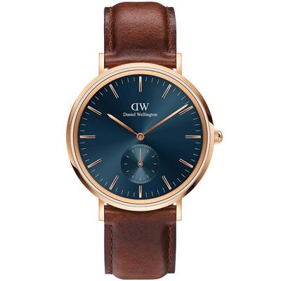DW男士手表皮质小三针计时系列