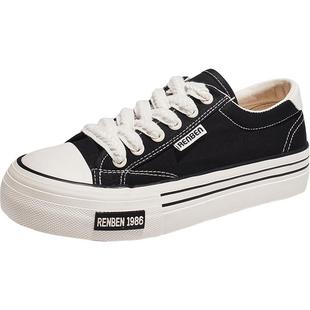 人本2026帆布鞋男新款男士布鞋休闲板鞋男款鞋子厚底男鞋春秋款潮