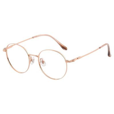 超轻纯钛金丝小圆框近视眼镜框女