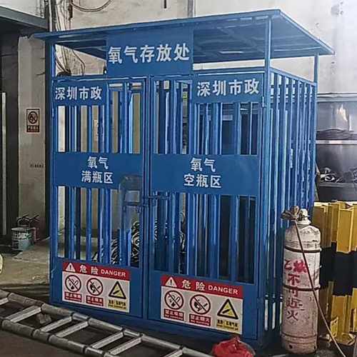 建筑工地乙炔氧气棚标准化乙炔瓶吊笼氧安全防护棚气瓶存放棚护栏