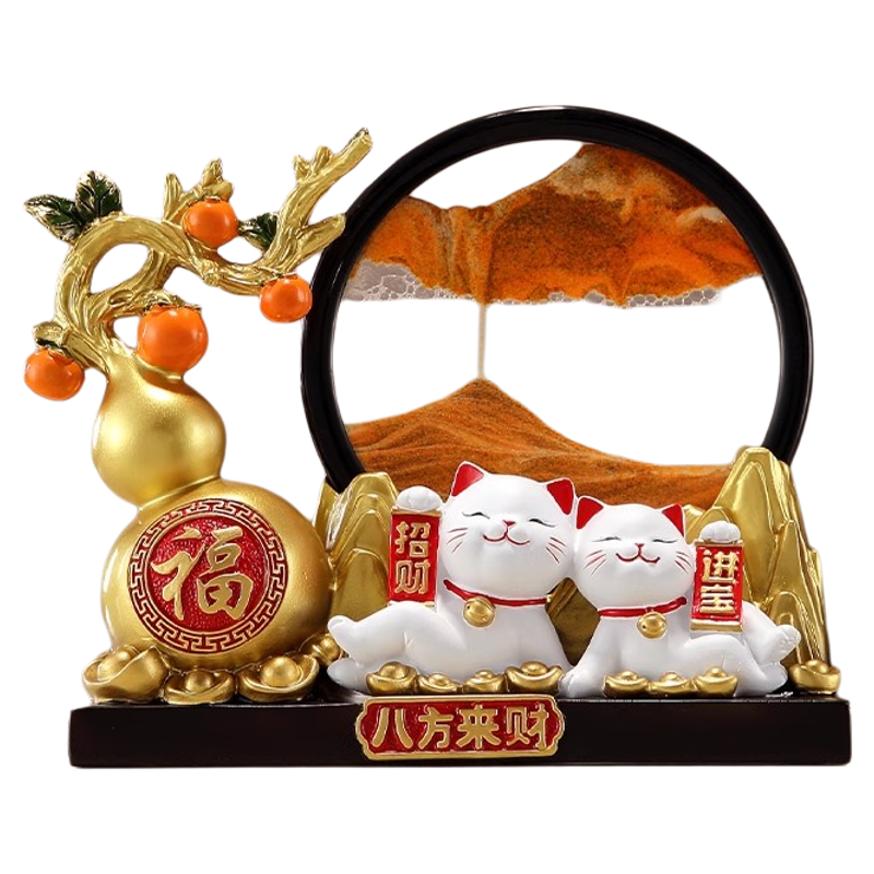 新中式葫芦招财猫流沙画摆件客厅玄关酒柜收银台装饰开业乔迁礼物